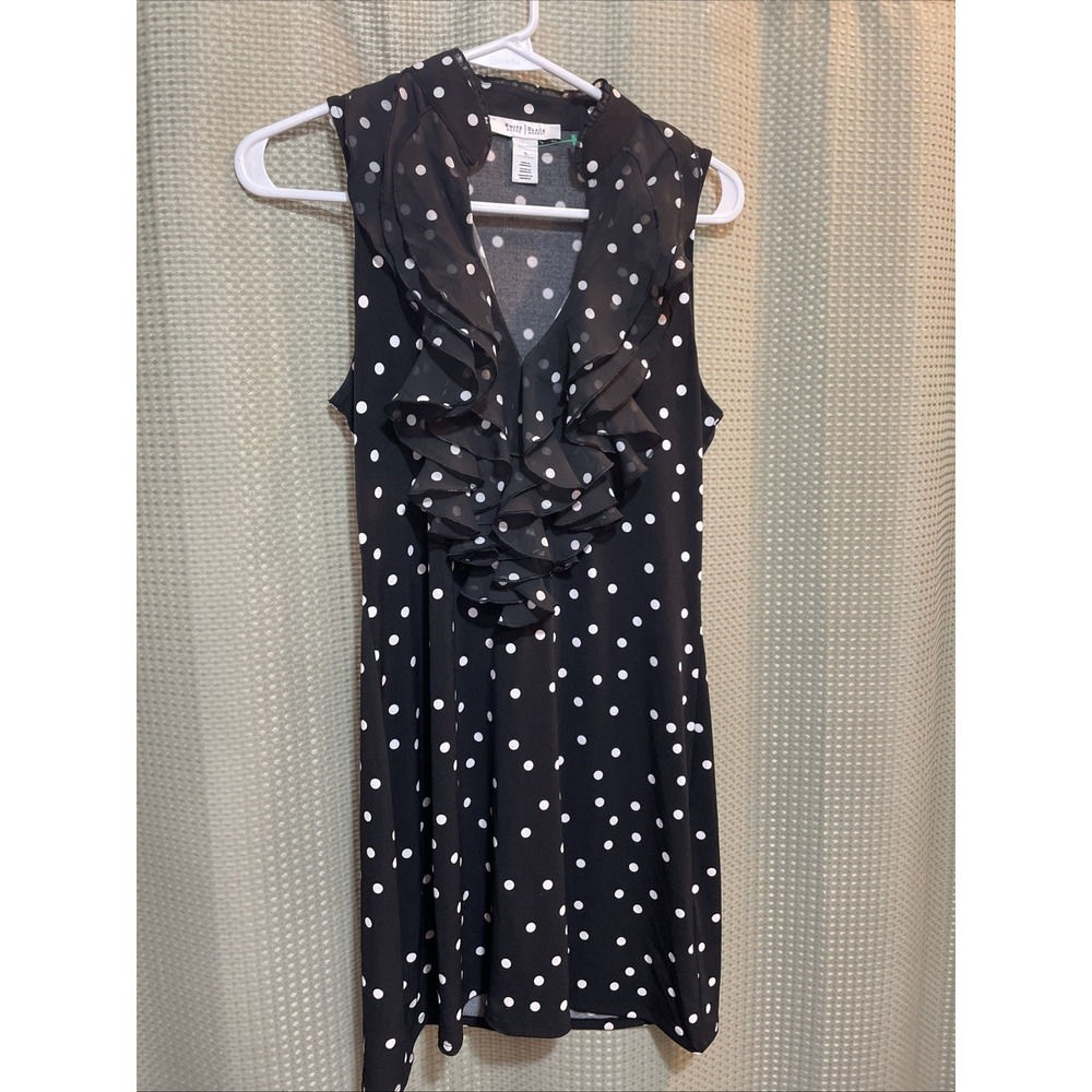 women's WHITE HOUSE BLACK MARKET polka dot summer dress - SIZE S Ruffles